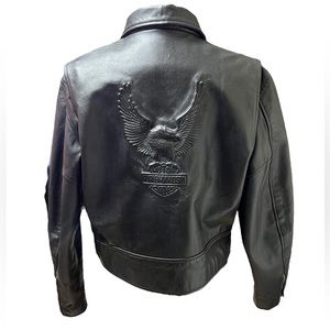 Harley Davidson Leather Jacket with Tooled Leather Emblem